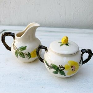 Vintage Franciscan Earthenware Meadow Rose Cream And Sugar Set